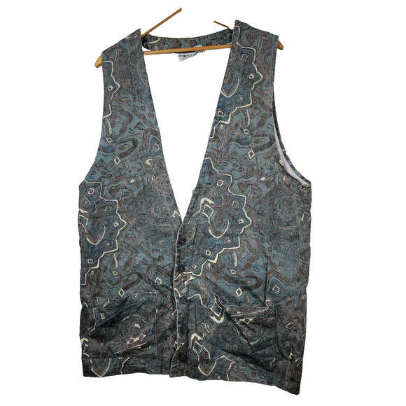 Chico's Tops - Vintage Chicos Vest Womens Shirt Sz 2 Large Green Cottagecore Button Up Aztec